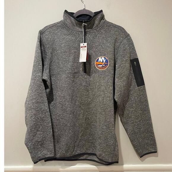 Men's Antigua Charcoal New York Islanders Fortune 1/2-Zip Pullover Jacket Size L - Picture 3 of 8